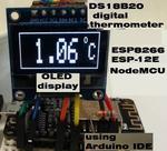 Digital thermometer on OLED display using ESP8266 ESP-12E NodeMCU and DS18B20 temperature sensor