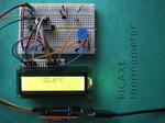 PICAXE Thermometer Prototype With DS18B20 Sensor and LCD Display