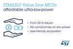 STMicroelectronics Makes Leading Ultra-Low-Power MCU Family Even More Accessible with New STM32L0 Value Line