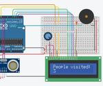 Bi-Directional Visitor Counter Using Single Ultrasonic Sensor With LCD on TinkerCad