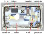 Teardown of a quartz crystal oscillator and the tiny IC inside