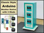 Classic Style Arduino Weather Station with three Oled Disp
