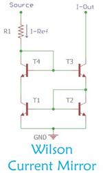 Breadboard implementation of the Wilson Current Mirror